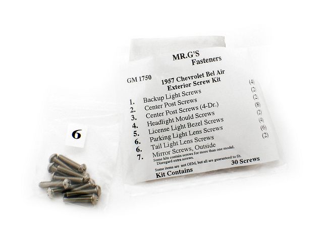 Product image (1957 Chevrolet Bel Air Exterior Trim Screw Kit -30 pieces)