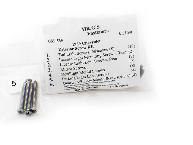 Product image (1959 Chevrolet Full-Size Exterior Trim Screw Kit -34 pieces)
