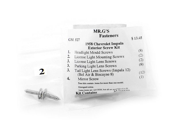 Product image (1958 Chevrolet Impala Exterior Trim Screw Kit -33 pieces)
