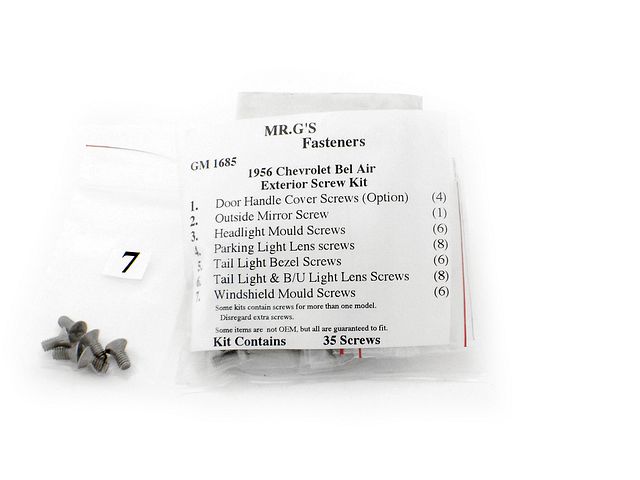 Product image (1956 Chevrolet Bel Air Exterior Trim Screw Kit -35 pieces)